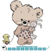 Adorable Teddy Bear with Duck - Embroidery Design - FineryEmbroidery